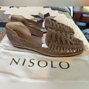 Nisolo Taupe Braided Leather Huarache Loafers